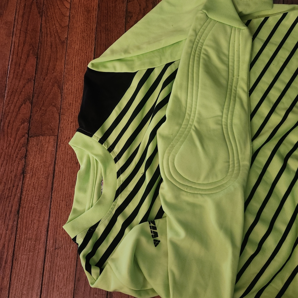 High-Visibility Lime Green Striped Goalkeeper Jersey